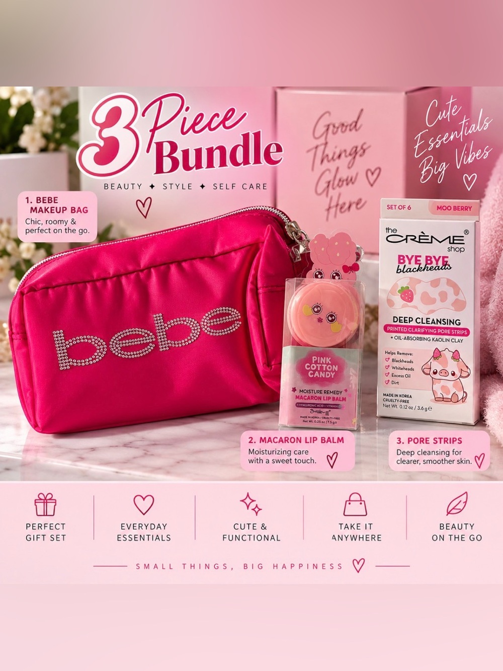 bebe Hot Pink 3-Piece Bath & Body Gift Set